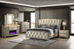 Lorient Queen LED Upholstered Wingback Bed Ivory and Camel