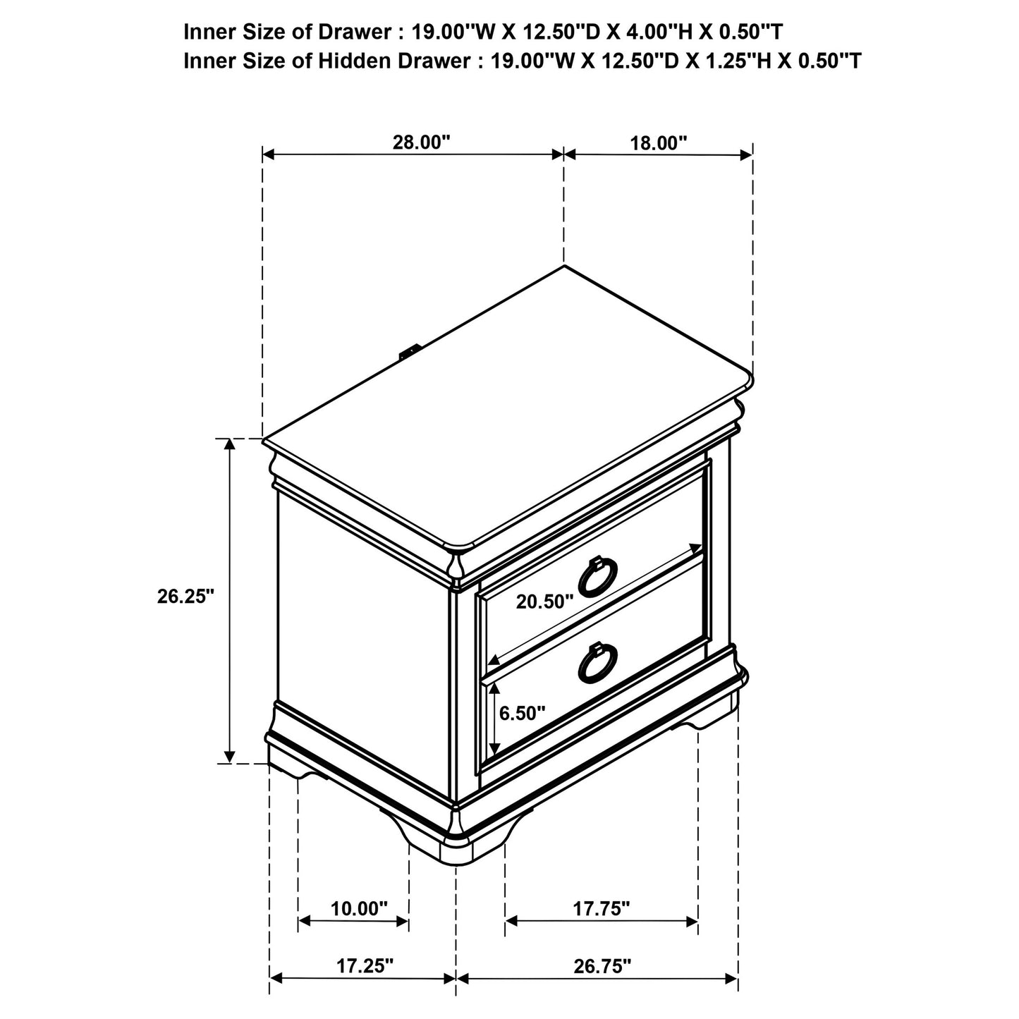 Garland 3-drawer Nightstand Bedside Table Brown Cherry