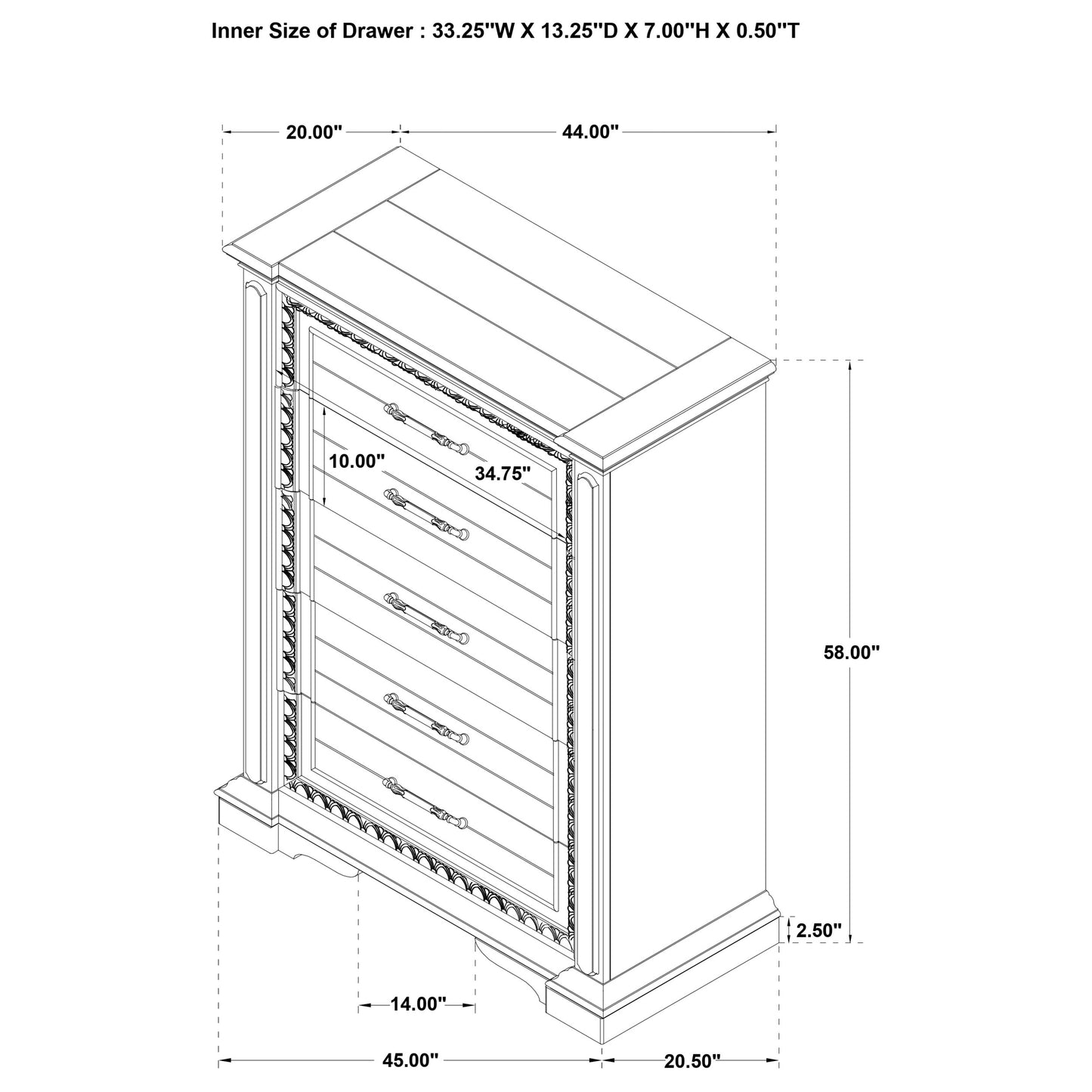 McKinney 5-drawer Bedroom Chest of Drawers Vintage White