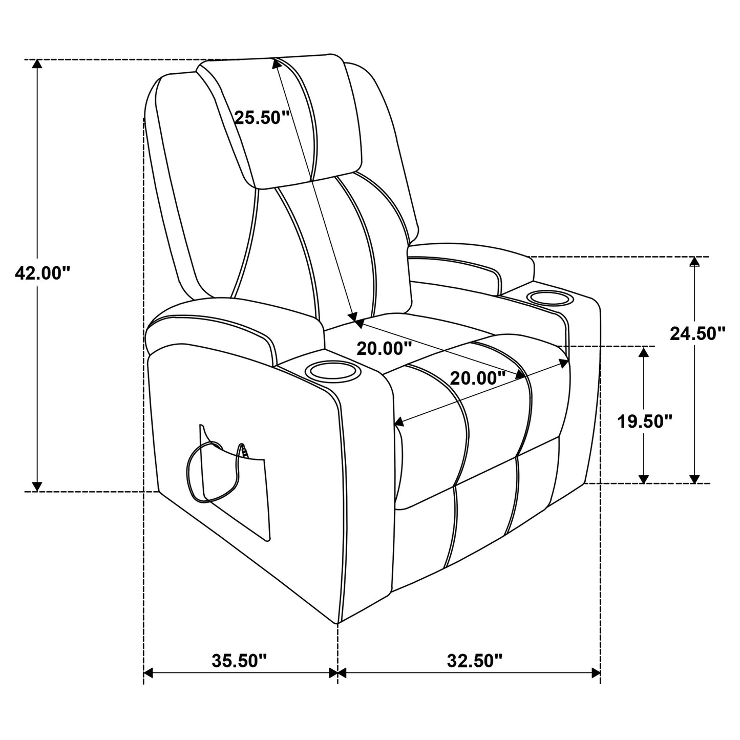 Louie Chenille Upholstered Power Lift Massage Chair Brown