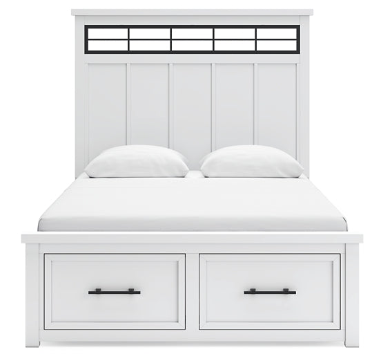 Ashbryn Queen Panel Storage Bed with Mirrored Dresser