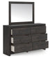 Hollivern Twin Panel Bed with Storage with Mirrored Dresser