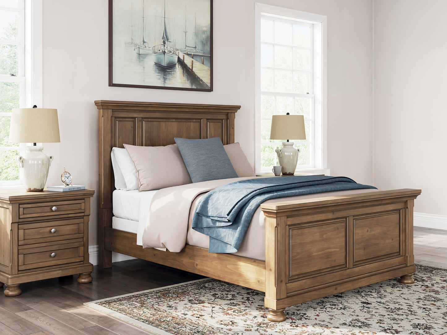 Feddinger Queen Panel Bed with Mirrored Dresser