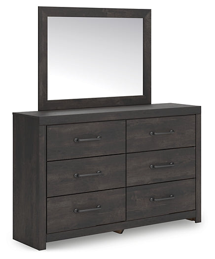 Hollivern Full Panel Bed with Mirrored Dresser