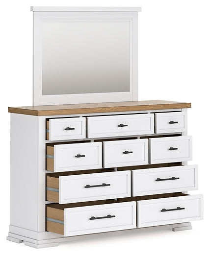 Ashbryn King Panel Storage Bed with Mirrored Dresser