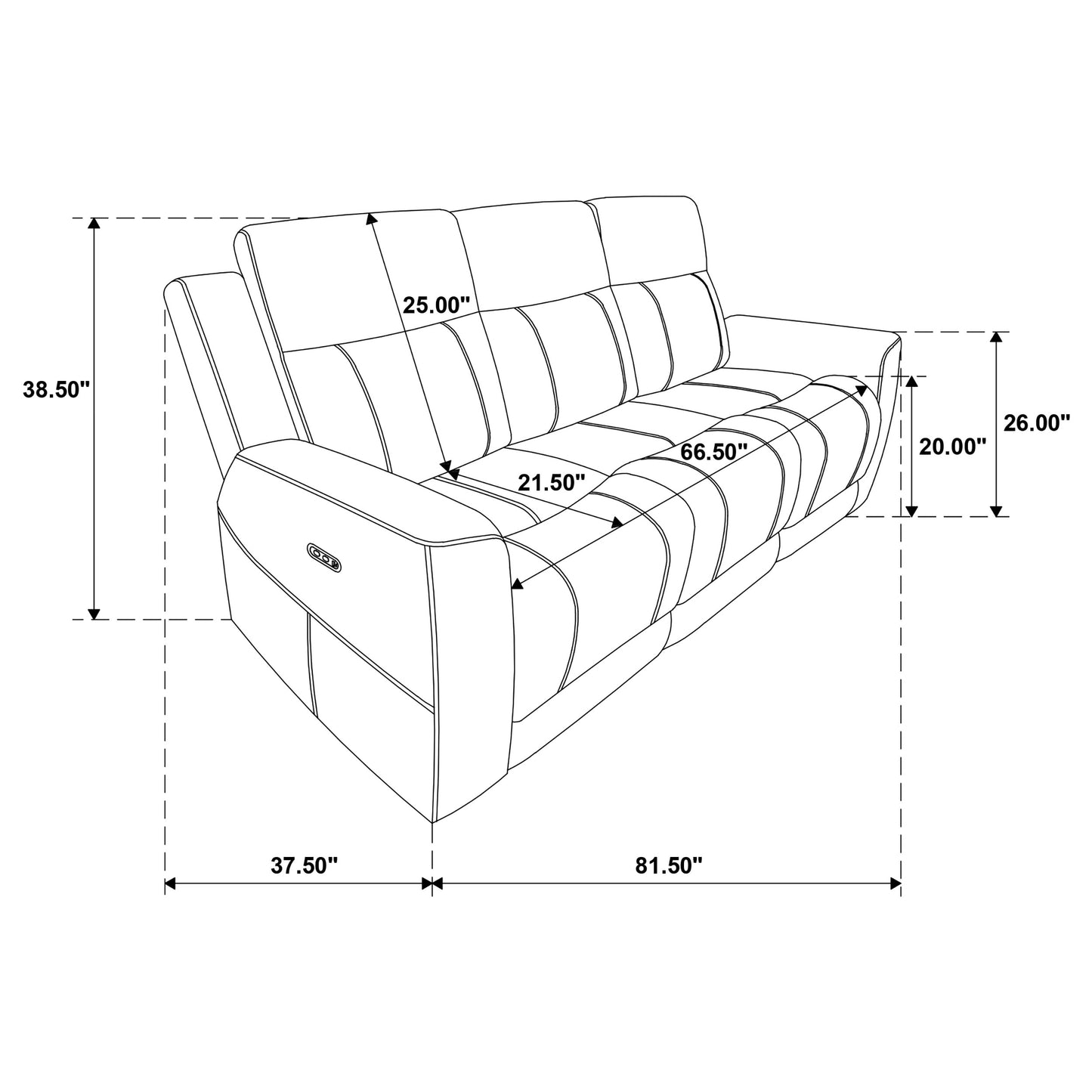 Kennett 3-piece Chenille Power Reclining Sofa Set Dark Grey