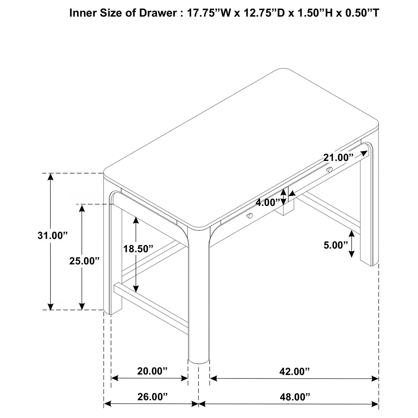 Solano 2-drawer Makeup Table Vanity Desk Weathered Mango