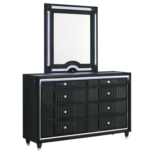 Ravenne Velvet Upholstered LED Dresser Mirror Black – New Age Chicago  Furniture Co