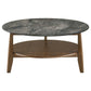 Bradley Round SmartTop Cocktail Coffee Table Smokey Grey and Brown