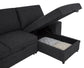 Demko Sleeper Sectional Sofa with Speaker and Storage Chaise Black