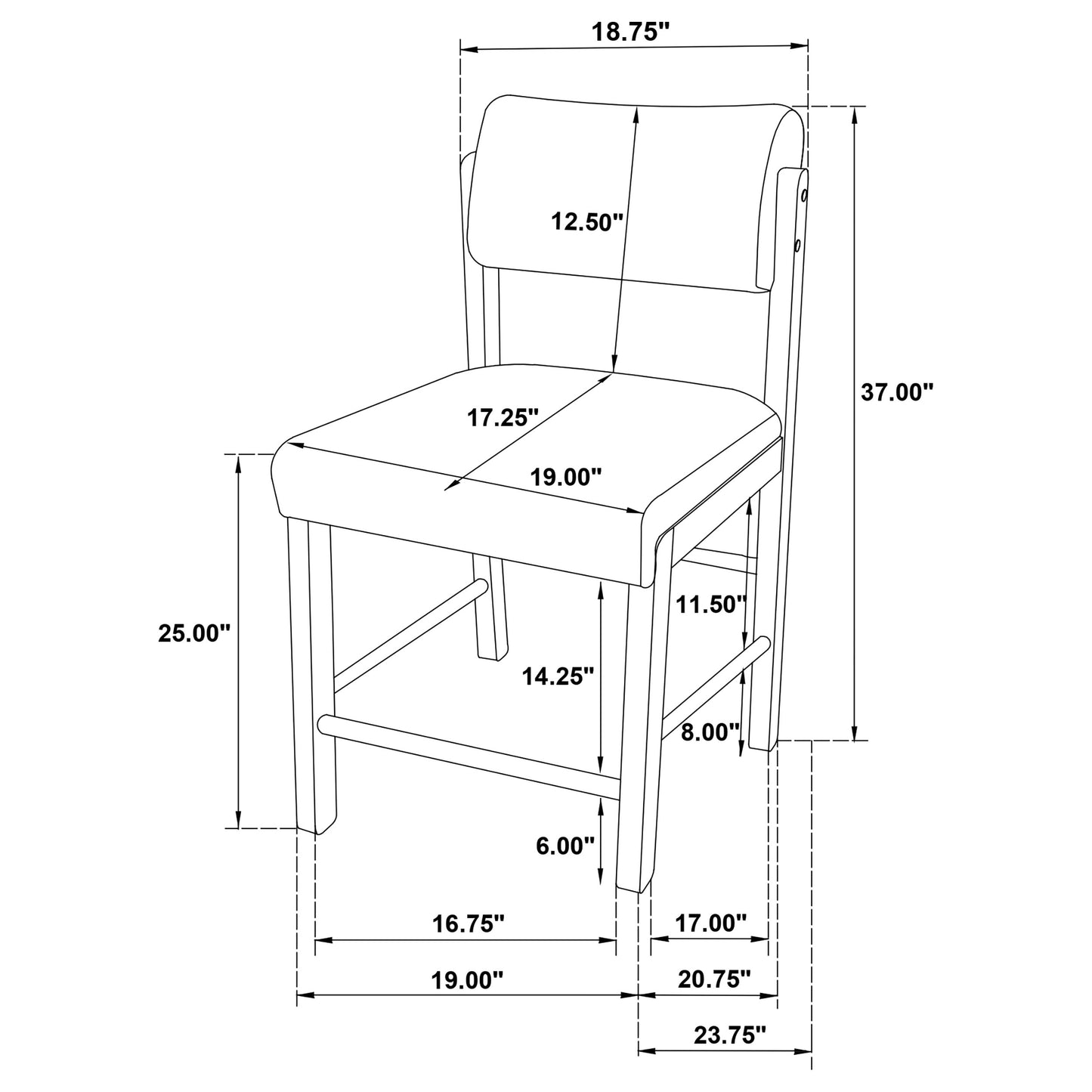 Decker 7-piece 70-inch Rectangular Counter Height Dining Set Cream and Black