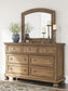 Feddinger California King Storage Sleigh Bed with Mirrored Dresser and Nightstand