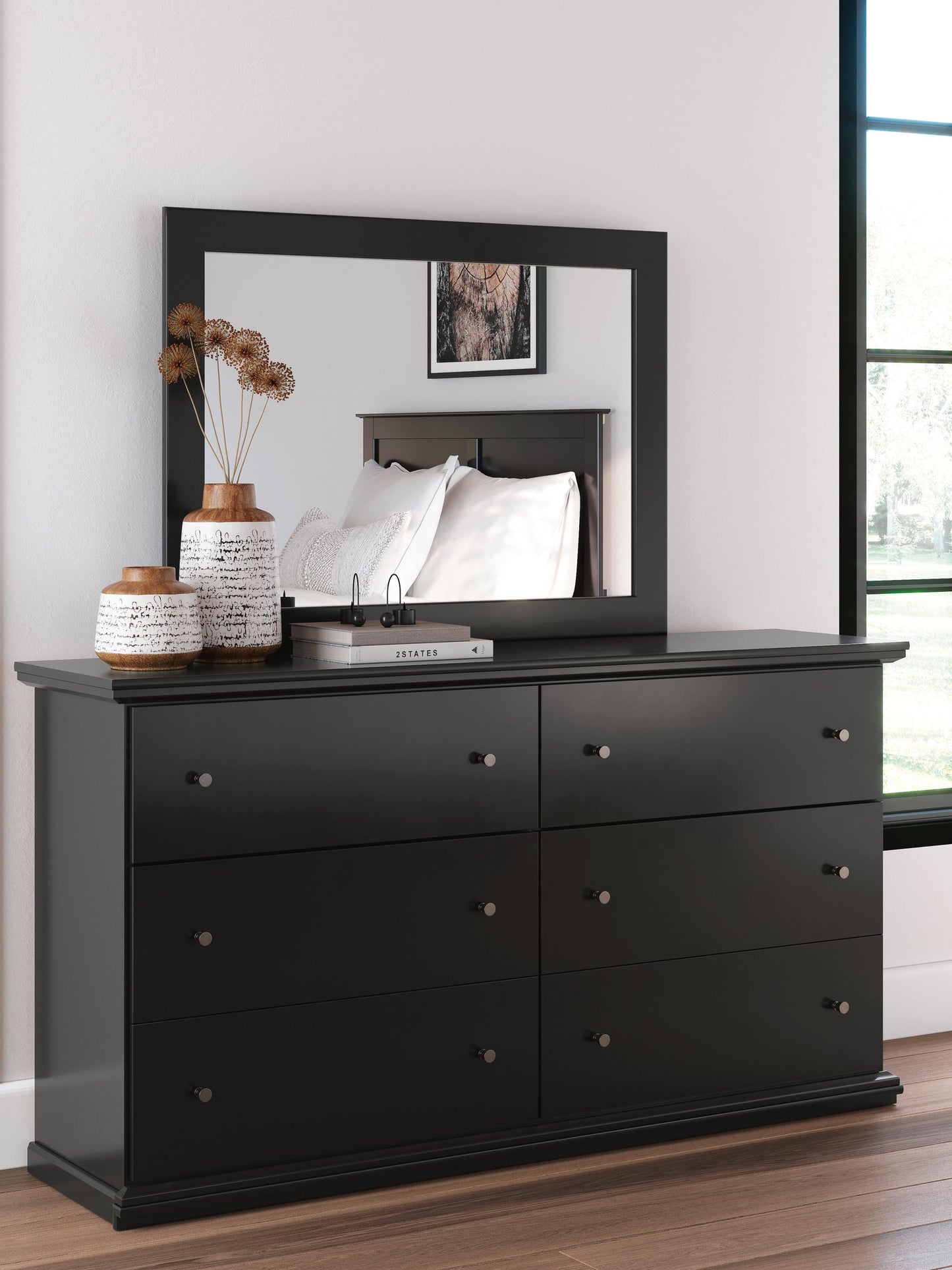 Maribel Twin Panel Bed, Dresser and Mirror