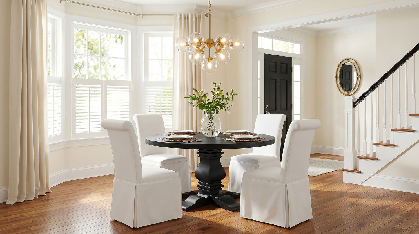 Shawna Upholstered Skirted Side Chair White (Set of 2)