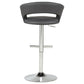 Travia Adjustable Leatherette Swivel Bar Stool Grey and Chrome
