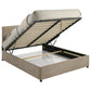 Reeves Upholstered Queen Lift-Top Storage Platform Bed Tan