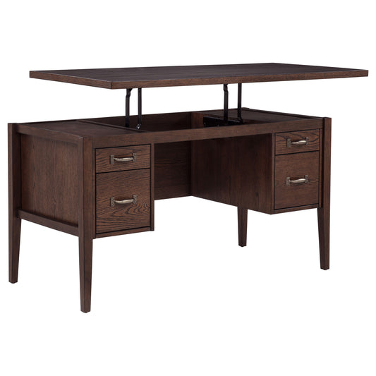 Graham 4-Drawer Lift-Top Computer Desk Walnut Brown