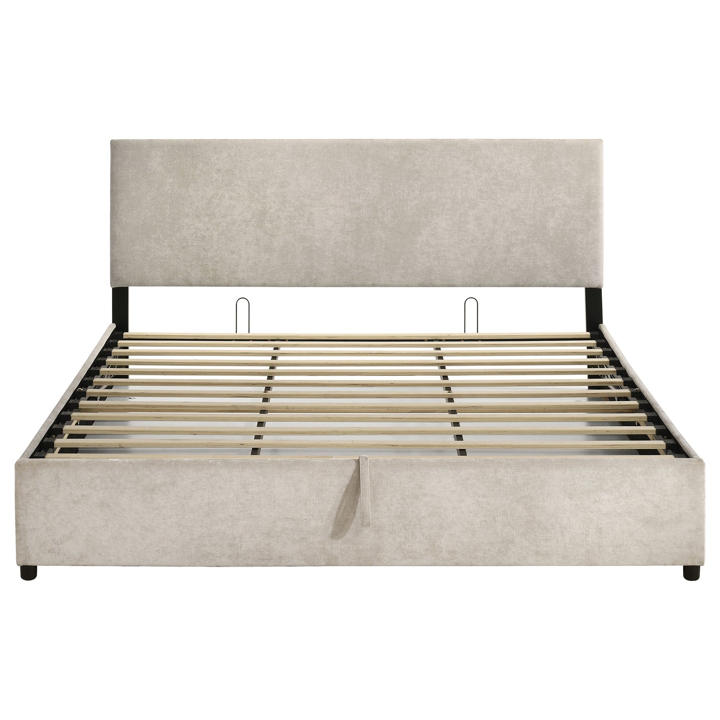 Reeves Upholstered Eastern King Lift-Top Storage Platform Bed Beige