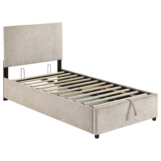 Reeves Upholstered Twin Lift-Top Storage Platform Bed Beige