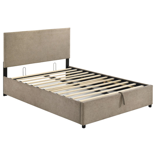Reeves Upholstered Full Lift-Top Storage Platform Bed Tan