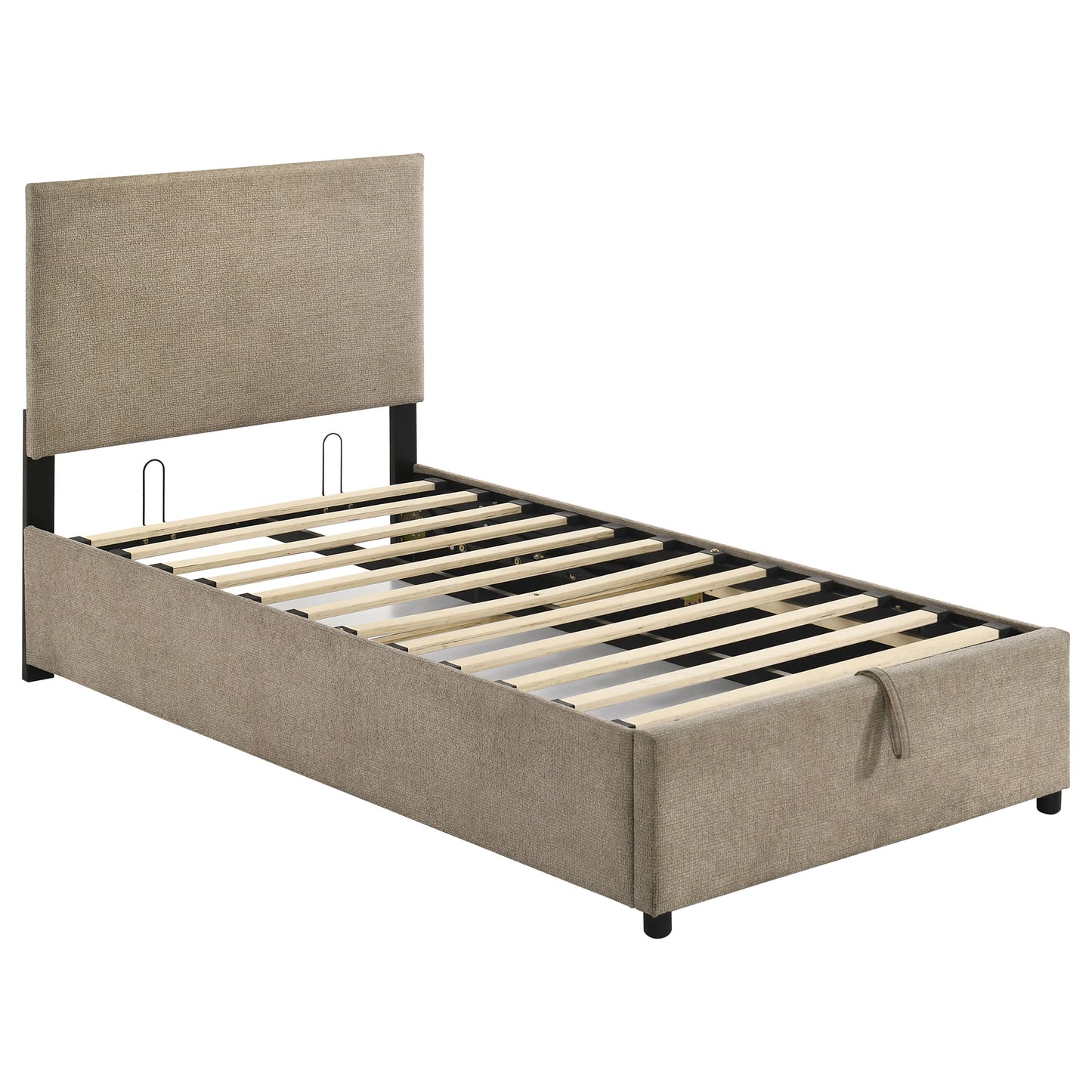 Reeves Upholstered Twin Lift-Top Storage Platform Bed Tan