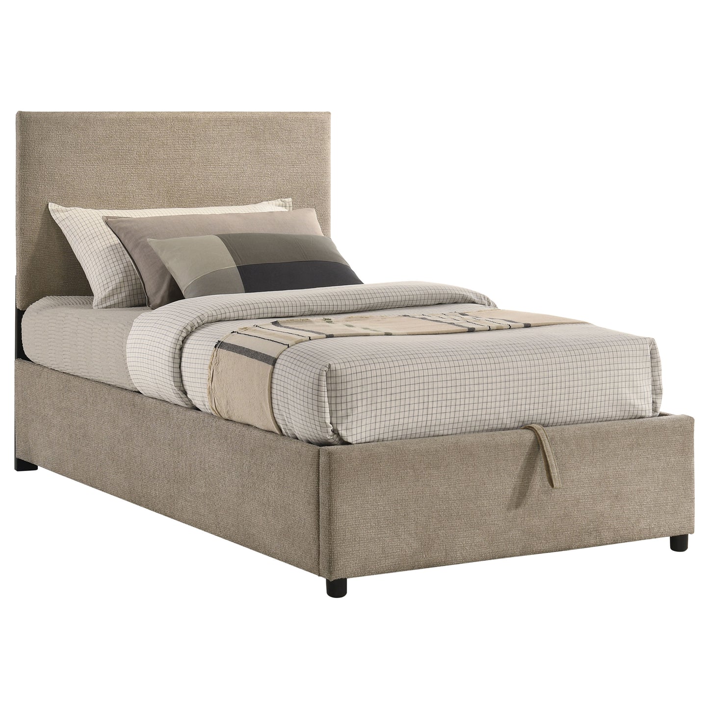 Reeves Upholstered Twin Lift-Top Storage Platform Bed Tan