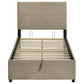 Reeves Upholstered Twin Lift-Top Storage Platform Bed Tan