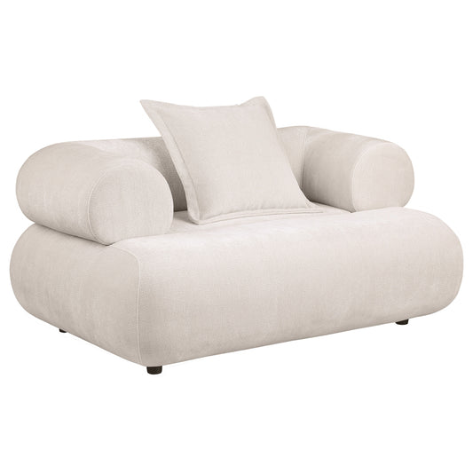 Eskola Chenille Accent Chair with Rounded Shelter Arms Ivory