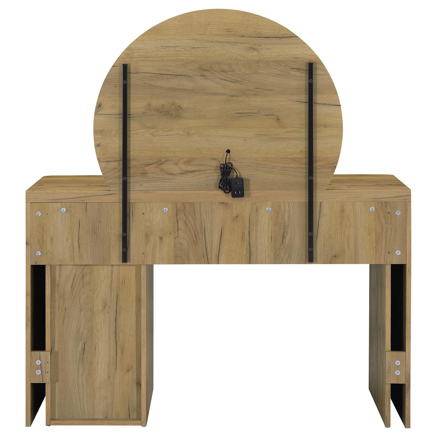Irwin Vanity Table with LED Mirror and Storage Rustic Oak