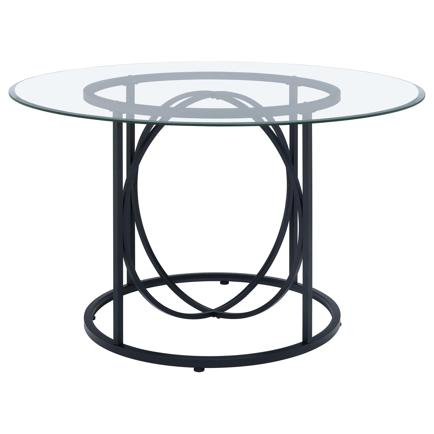 Levy 48-inch Round Glass Top Dining Table Matte Black