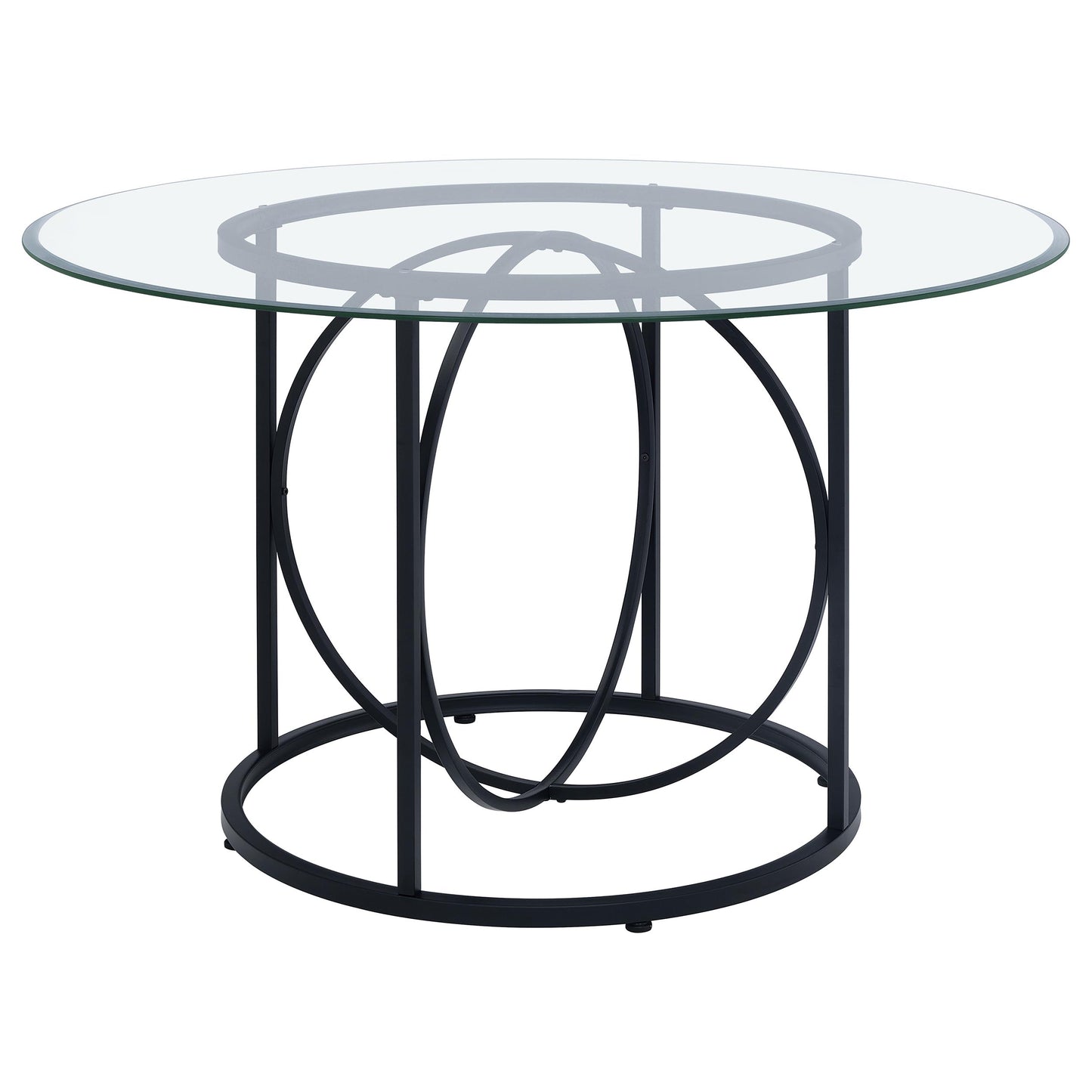 Levy 48-inch Round Glass Top Dining Table Matte Black