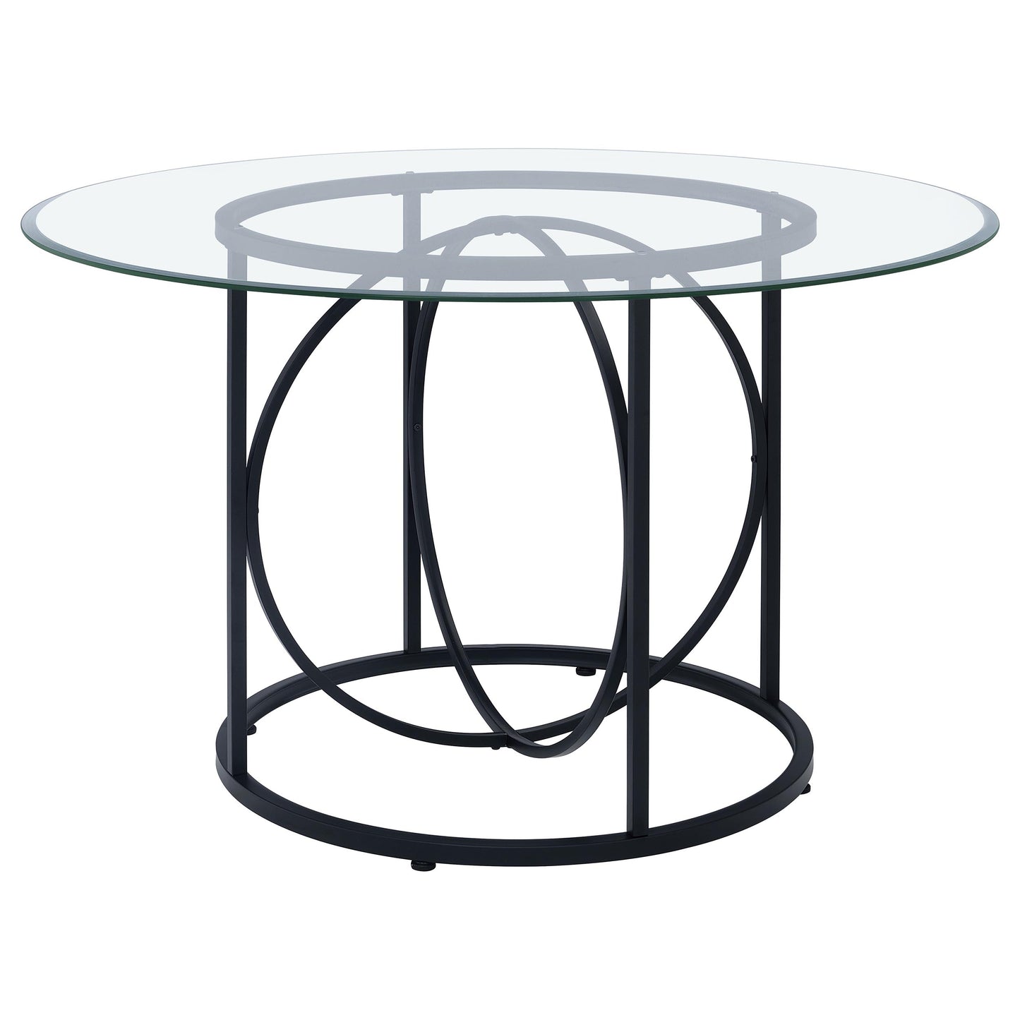 Levy 48-inch Round Glass Top Dining Table Matte Black