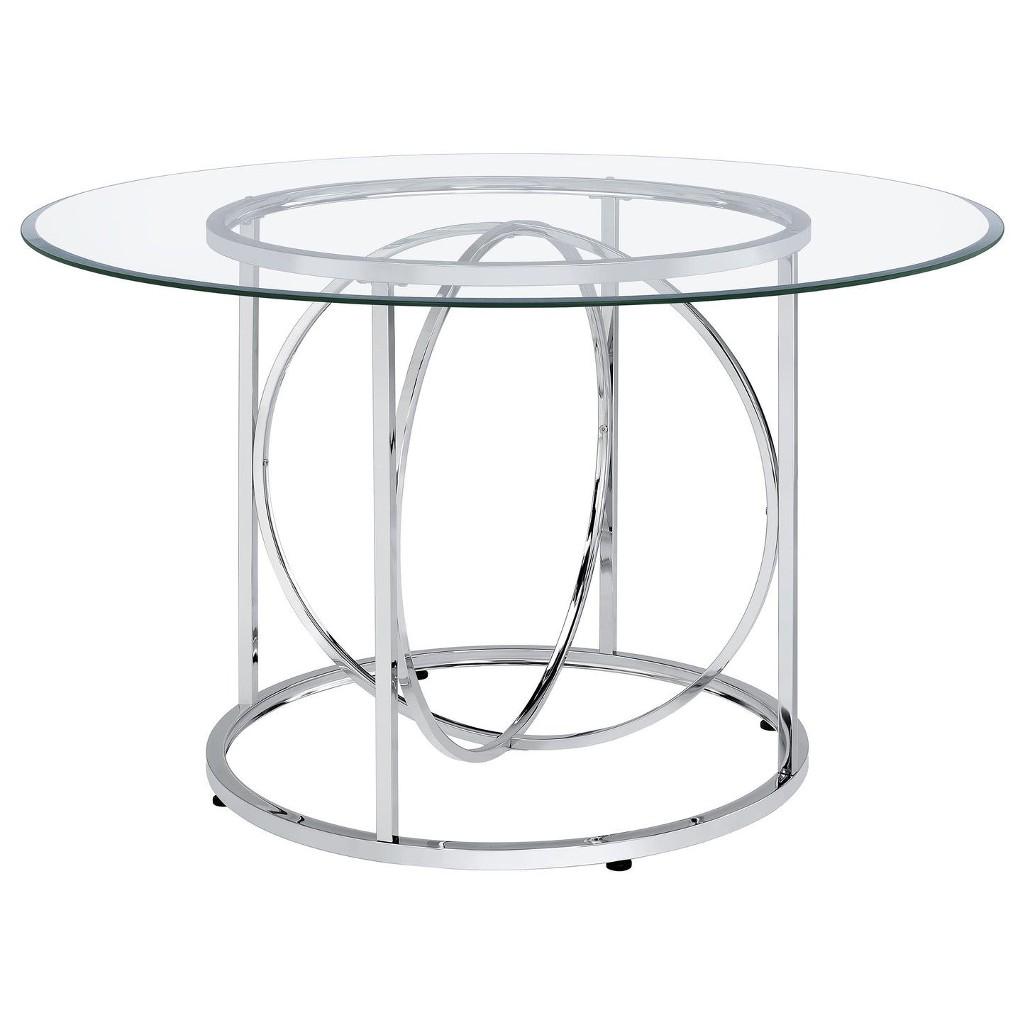 Levy 48-inch Round Glass Top Dining Table Chrome