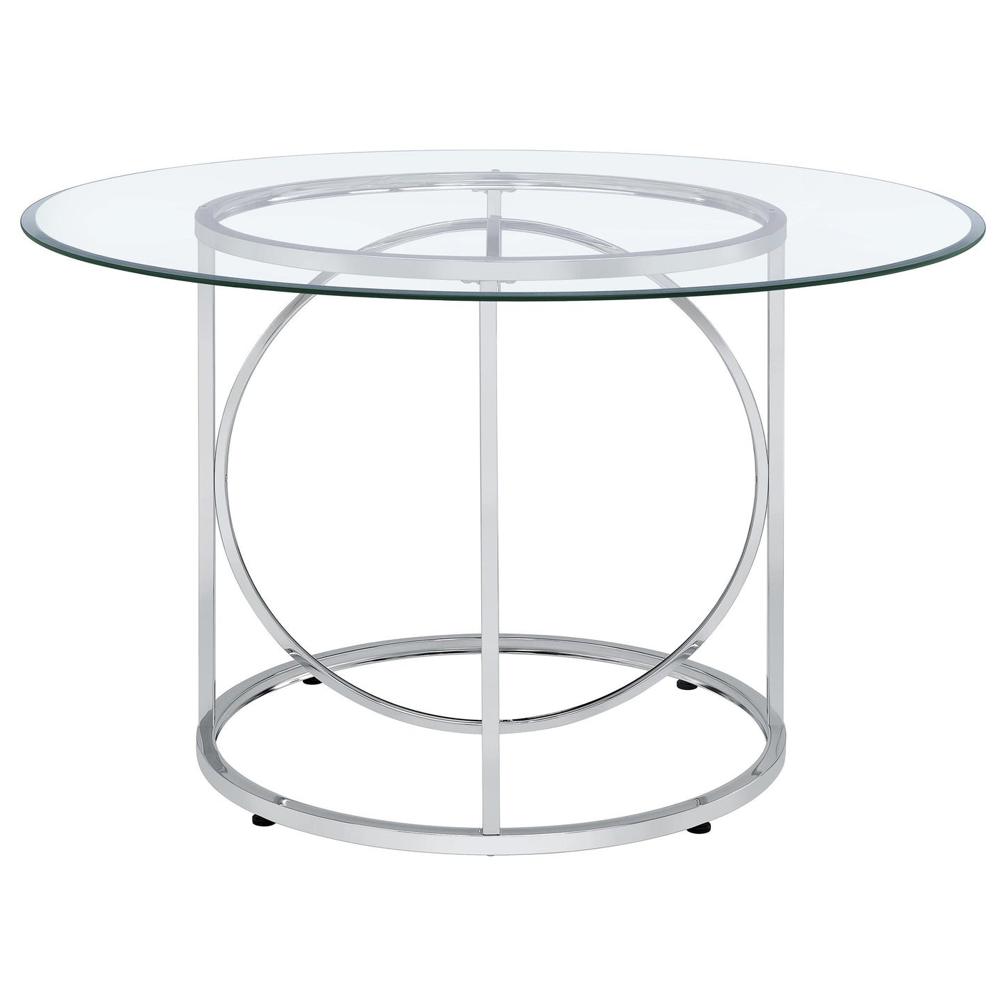 Levy 48-inch Round Glass Top Dining Table Chrome