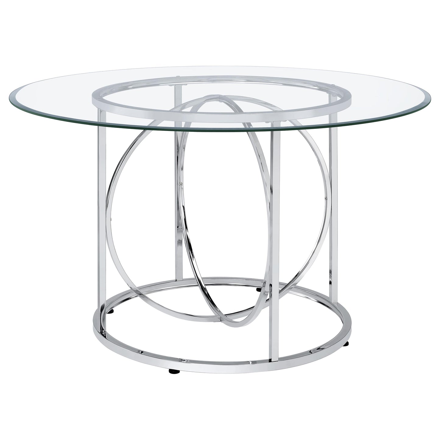 Levy 48-inch Round Glass Top Dining Table Chrome
