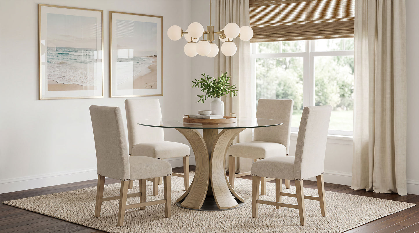 Naser Parsons Dining Side Chair Beige and Light Oak (Set of 2)