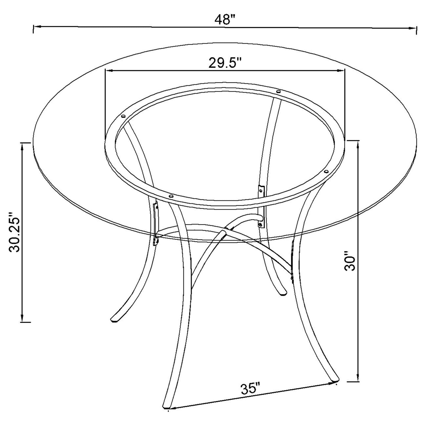 Kline 48-inch Round Glass Top Dining Table Matte Black