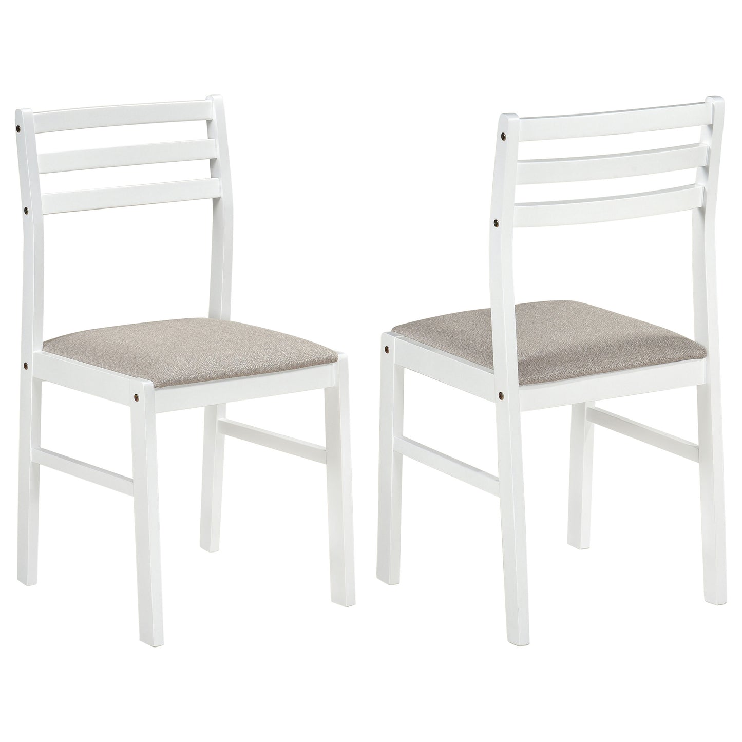 Sykes Fabric Upholstered Ladder Back Side Chair White and Beige (Set of 2)