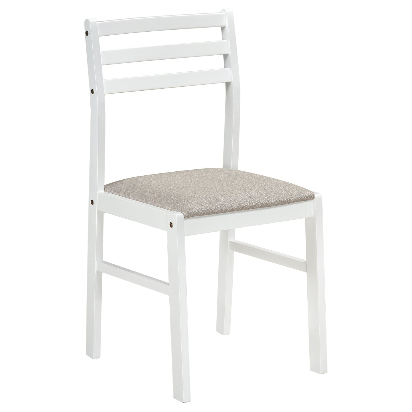 Sykes Fabric Upholstered Ladder Back Side Chair White and Beige (Set of 2)