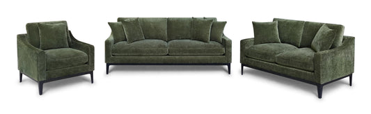 Duarte 3-Piece Sofa Loveseat Chair Set with Reversible Cushions Dark Moss