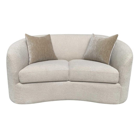 Rainn Transitional Boucle Sloped Arm Loveseat Camel