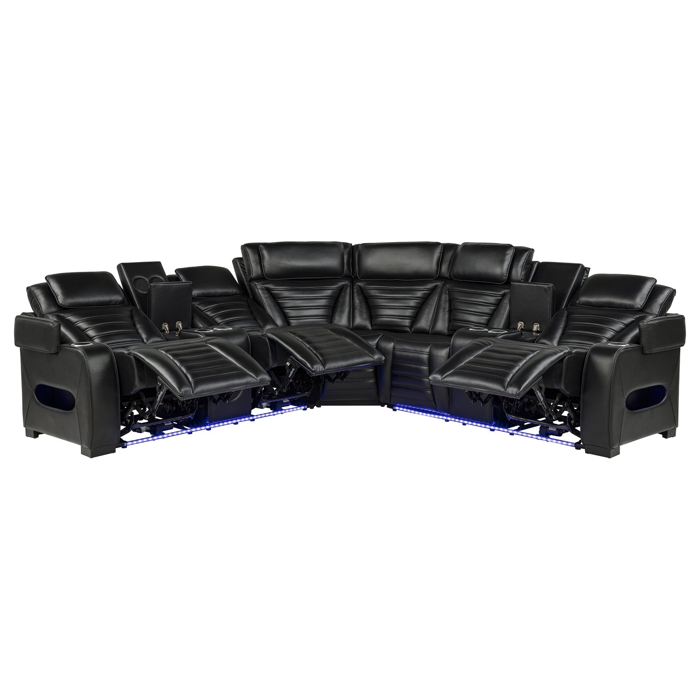 Zuma 3-Piece Dual Power Faux Leather Reclining Sectional Sofa Black