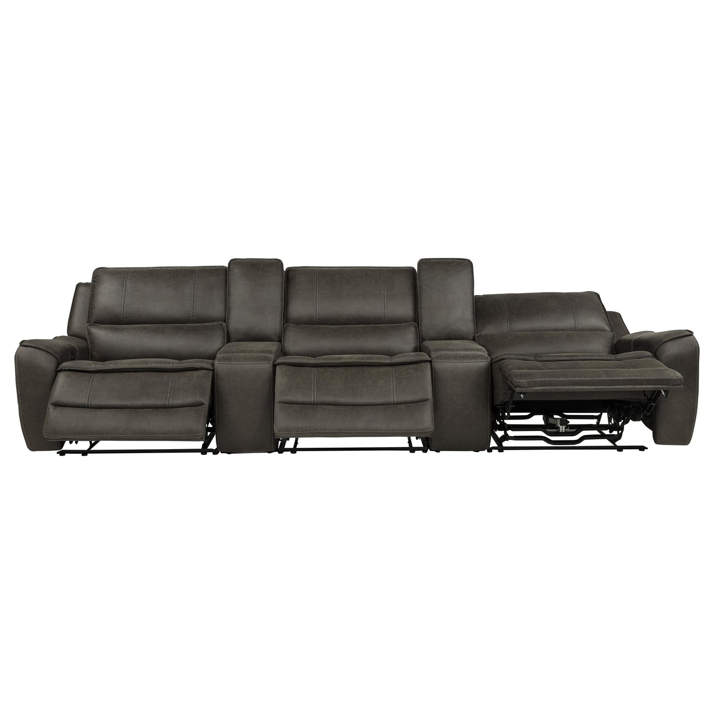 Marcell 5-Piece 3-Seat Power Home Theater Seating with Dual Consoles Grey