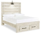 Cambeck  Panel Bed With 2 Storage Drawers With Mirrored Dresser, Chest And 2 Nightstands