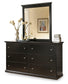 Maribel King/California King Panel Headboard with Mirrored Dresser, Chest and Nightstand