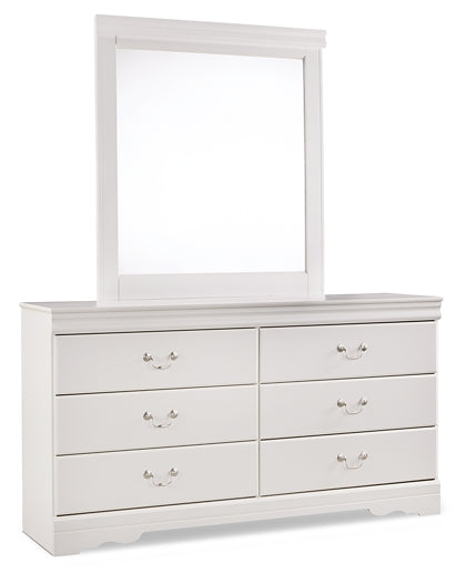 Anarasia Twin Sleigh Headboard with Mirrored Dresser and Chest