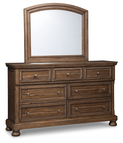 Flynnter  Panel Bed With Mirrored Dresser
