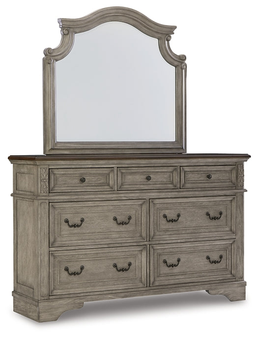 Lodenbay California King Panel Bed with Mirrored Dresser and Chest
