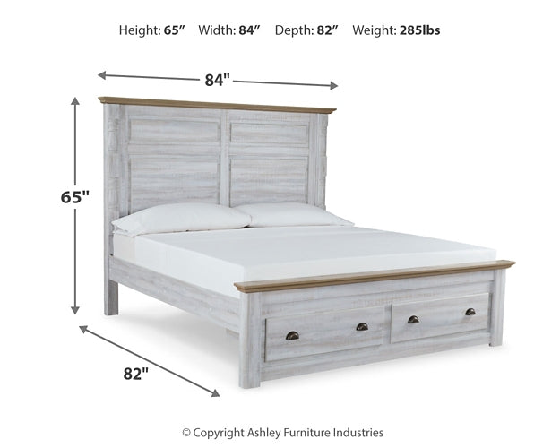 Haven Bay King Panel Storage Bed with Mirrored Dresser