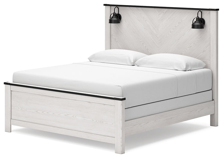 Schoenberg King Panel Bed with Mirrored Dresser and 2 Nightstands